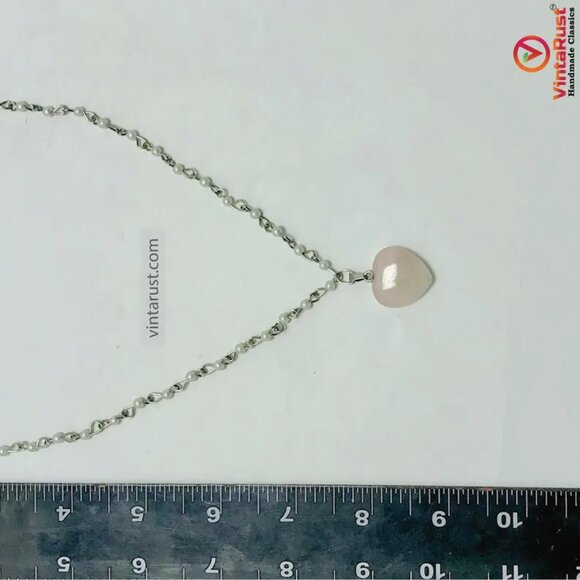 Elegant Calcite Stone Heart Pendant Necklace with Delicate Silver Chain - Picture 13 of 15